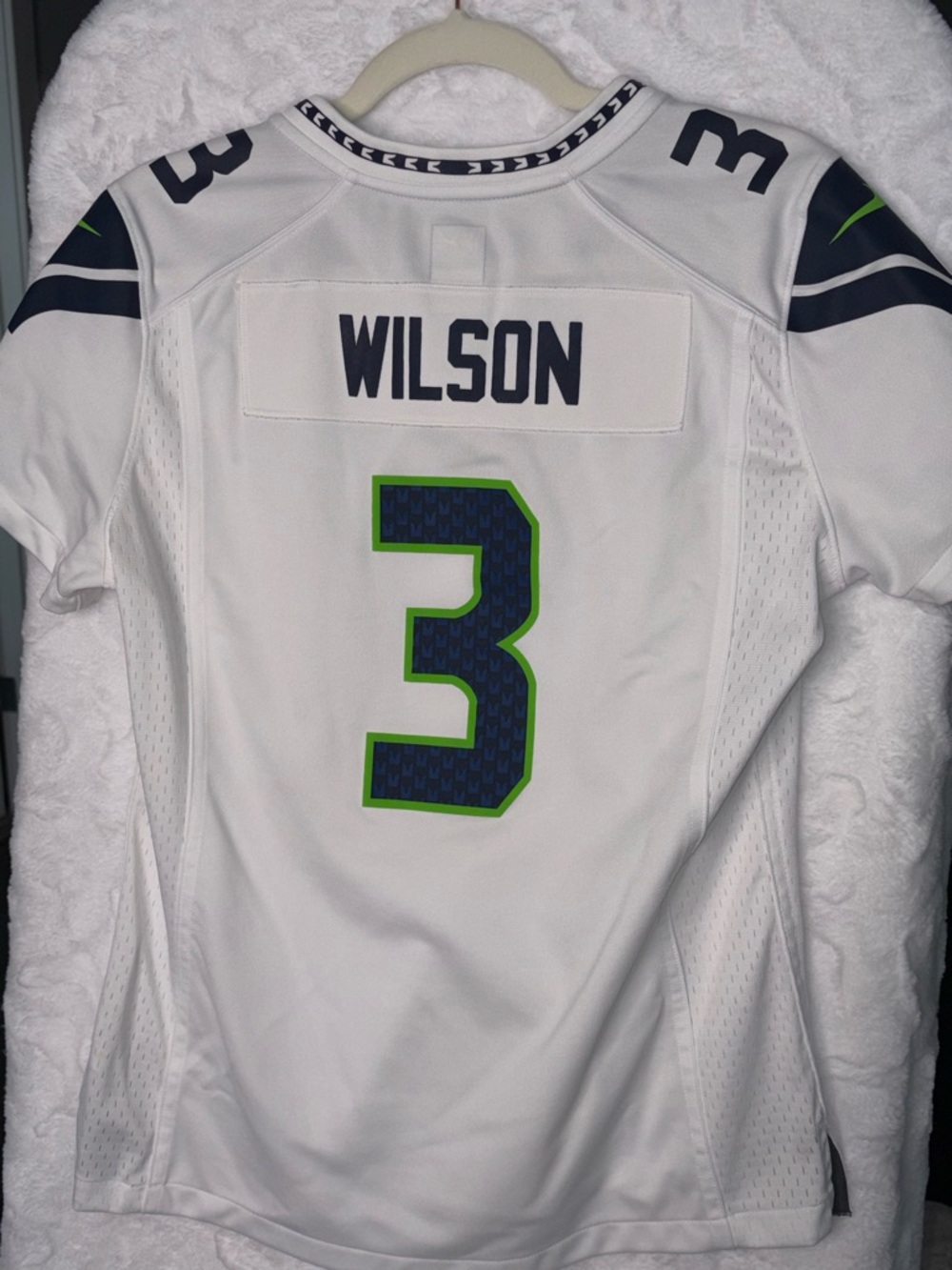 NFL Russell Wilson #3 White, Navy & Green Women's Jersey